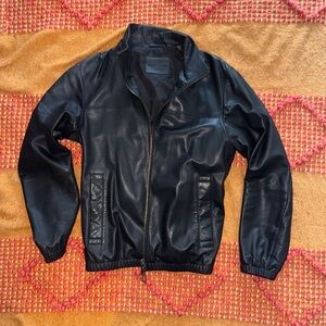 Emporio Armani Midnight Black Leather Jacket